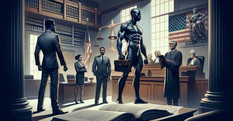 A conceptual representation of 'What is Civil Party Constitution in Criminal Proceedings_'. The scene is set in a courtroom, symbolizing the legal pro