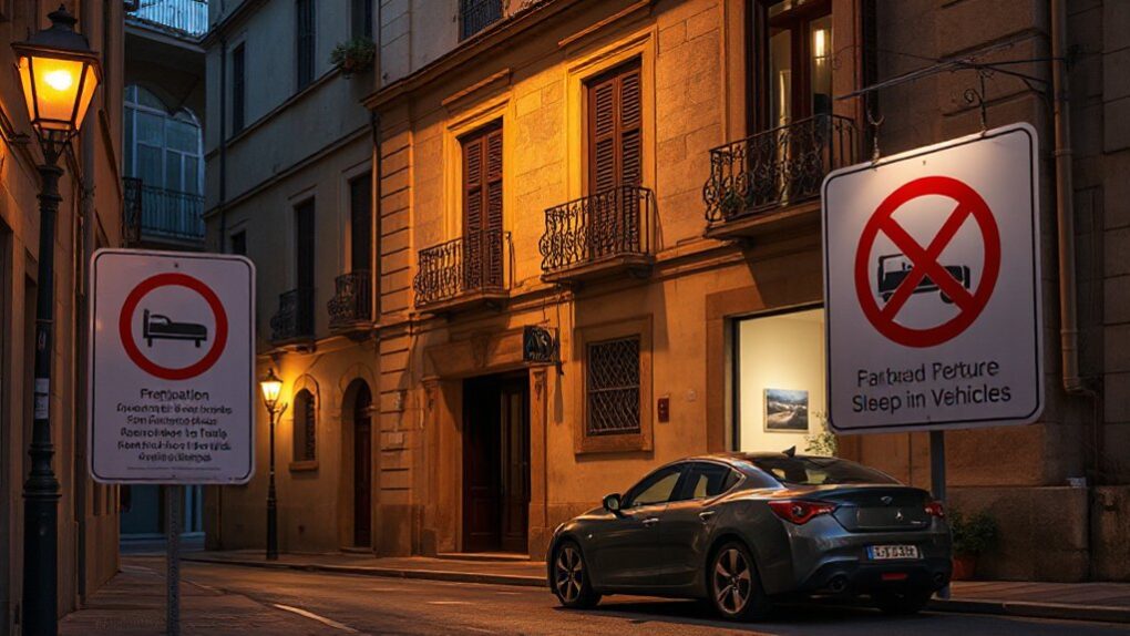legalità del dormire in auto